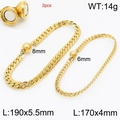 Goldenes Edelstahl-Magnetverschluss-Armband-Set für Damen und Herren in zwei Größen - Flache NK-Kette - Kleine Größe (17cm) / Gold
