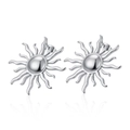 Minimalistische silberne Sonnenstrahl-Ohrstecker aus poliertem Edelstahl für Damen - Sonnenblumenohrringe / Silber