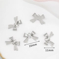 Ciondoli a fiocco argento 16mm x 11mm per creazione gioielli fai-da-te e collane - Ciondolo a Fiocco Lucido / Colore Platino