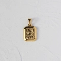 Gold 18K plated stainless steel rectangular necklace with embossed religious portrait - L02 Square Figure Portrait