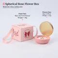 Pink sphere rose jewelry gift box with gold mirror lid and matching carrier bag - Spherical Rose Flower Box / Pink