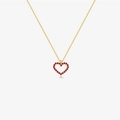 S925 sterling silver heart necklace with red stones and gold chain finish - 925 Silver / Rose Red