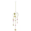 Golden suncatcher with dried flower frame and crystal pendants featuring moon and sun - Dried Four-leaf Clover Gold Pendant