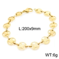 Golden coin bracelet with Triomphe design links measuring 200mm in length and 9mm width - Gold Bracelet (KB160617-Z) / 200x9mm