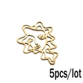 Colgantes de rostro abstracto de acero inoxidable dorado, lote de 5 piezas de diseño - 5 Uds./Lote / Dorado