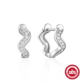 925 sterling silver wave hoop earrings with pavé cubic zirconia and gold plating - Simple Wave Texture Style / Silver