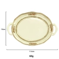 Beige resin oval jewelry tray with gold relief details and 11.6cm x 7.8cm dimensions - European Beige Model 02