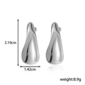 Orecchini geometrici a goccia in acciaio argento con dimensioni e indicazione del peso - Forma a Goccia Minimalista (ER-1626)