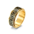Anillo giratorio dorado con patrón de nudo celta negro y acabado en metal cepillado - US 7 / Dorado