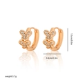 Golden double butterfly hoop earrings with sparkling cubic zirconia on white background - EH072 Double Butterfly