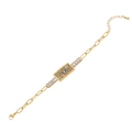 Goldenes Edelstahlarmband mit bösem Blick, rechteckigem Zirkon und länglichen Gliedern - Rechteckiger Evil Eye Stil (1#)