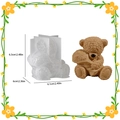 3D teddy bear silicone mold and brown resin craft with detailed curly fur texture - Bouquet Bear 001 / Silicone Mold