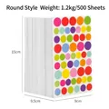 Lot d'autocollants ronds multicolores, pile de 500 feuilles de forme circulaire - Style Rond (500 feuilles)