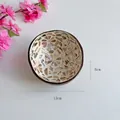 Handcrafted coconut shell bowl with blue flower mosaic shell inlay, 13cm diameter size - Flower Style 13cm