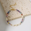 Minimalist natural pearl bracelet with colorful disk beads and 18k gold-plated chain - Colorful Dopamine Natural Stone Pearl Bracelet