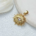 Golden sun eye pendant necklace with clear zircon stone on a luxury textured surface - [D3040JB] Sun Eye