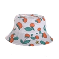 Dettaglio cappello alla pescatora in cotone bianco con stampa arancia e foglie per bambini - 52cm (2-6 Anni) / Arancia-Bianco