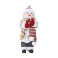 Detalle de muñeco de nieve navideño con gorro de punto rojo, bufanda y esquís - Muñeco de Nieve Blanco de 30cm / Blanco