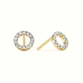 Orecchini a perno in argento S925 dorati con pavé di zirconi cubici a forma di cerchio - Oro