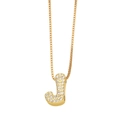 Gold-plated letter J pendant necklace with zircon stones on a gold box chain - Letter J
