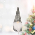 Christmas gnome pendant featuring a grey knitted hat and soft white fiber beard - Style A / Gray