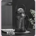 Insulated 316 stainless steel sports bottle in matte black with carry handle and strap - Sporty Black