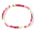 Bracelet Tila fait main avec des perles rectangulaires émaillées en rose, rouge et doré - Rouge Rose Orange Blanc Or
