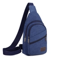 Dark blue canvas sling bag for men with multiple zipper pockets and adjustable strap - Dark Blue