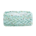Detail of light blue confetti knit headband with warm white faux fleece lining texture - Light Blue Marl