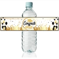 Detail of Congrats GRAD water bottle label with gold graduation cap and balloons design - Gold Graduation Water Bottle Stickers (10 Sheets/Pack)