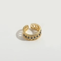 Gotische brede open ring in goudkleur met blauwe ovale edelsteen en accenten - Blauwe Zirconia (ES2757-4)