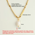 Collier chaîne serpent dorée en acier inoxydable avec perle d'eau douce baroque - Chaîne Serpent Dorée - NK2506G