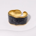 Gold Edge Irregular Pearl Black Style (JR296)