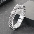 Pulsera de cabeza de dragón plateada para hombre en acero inoxidable con cadena tejida - Color Acero (KB204077-MZOZ)