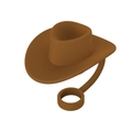 Bruine mini cowboyhoed siliconen rietjesdop stofkapje voor rietjes van 6 tot 10 mm groot - 1 Stuk / Cowboyhoed Bruin