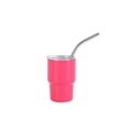 Pink 3oz stainless steel insulated mini tumbler with clear lid and curved metal straw - Rose Red