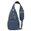 Dark blue multi-pocket crossbody sling bag with adjustable strap and small pouch - Dark Blue