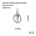 Silver rhodium-plated copper cobra pendant with zircon circle, size 14mm by 11mm - Silver Snake E-2