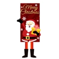 Striscione natalizio appeso con Babbo Natale cartone animato, regalo e scritta Merry Christmas - Babbo Natale che canta