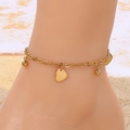 Cavigliera in acciaio inossidabile dorato con ciondoli a cuore e perline in spiaggia - Ciondolo a Cuore (KJ4481-Z)