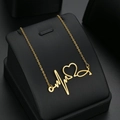 Collana dorata con stetoscopio e battito cardiaco con ciondolo su espositore nero - Oro