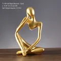 Modern abstract thinker statue in matte gold finish for elegant home shelf decor - Gold Right Thinking Large Style (7116V-04)