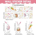 Osterwandsticker Set mit 117 Teilen, niedlichen Hasen und bunten Eiern für Fensterdeko - Osterhase und Ei (UV26Y80062S_T) / 20x30cmx6Blätter