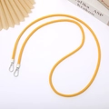 Crossbody 6mm bright yellow leather phone strap with silver metal swivel hooks - 6mm Round Rope / 62cm / Ginger Yellow