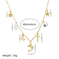 Collana in acciaio placcato oro 18K con ciondoli stella luna e delfino con dimensioni - Ciondolo a Stella