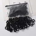 Set of elastic black hair bands with a frosted zippered pouch featuring creative illustrations - 100 Pieces Set / Black Series