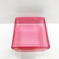 Square transparent pink plastic storage box with lid for organizing small items - Square / Red