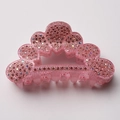 Pince à cheveux rose avec strass étincelants et design ajouré en forme de nuage - Rose