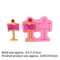 Pink silicone Merry Christmas road sign mold with gold and purple fondant toppers - 3# Christmas Road Sign / Pink