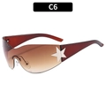Y2K pilot sunglasses with brown gradient lenses and red semi-transparent frames - C6-Shiny Silver/Tea Temple/Tea Gradient